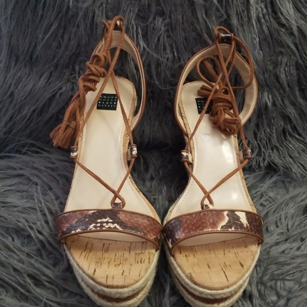 Wrap leg wedge sandal